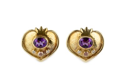 Lot 181 - A pair of diamond and vari-gem set earrings,...