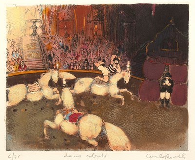 Lot 21 - Carlo Roselli (b.1939) Dame Colorate, etching...