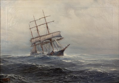 Lot 496 - Johannes Holst (1880-1965) A fully-rigged...