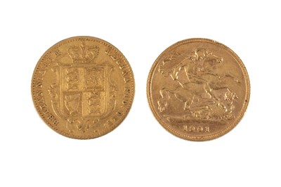 Lot 222 - Two Victoria half sovereigns, dated 1859 and...