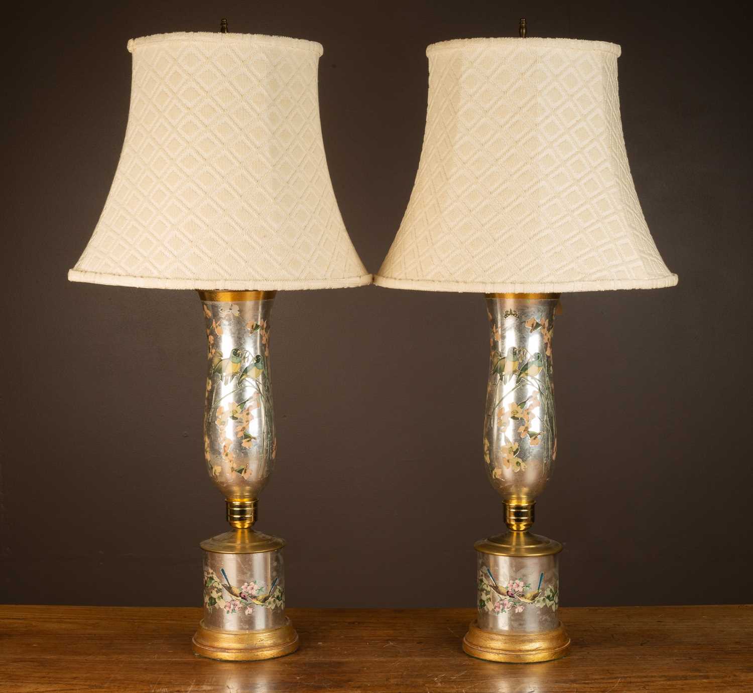 Lot 351 - A pair of découpage table lamps retailed on Park avenue, New York