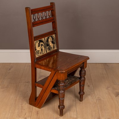 Lot 284 - An Aesthetic Movement metamorphic library chair transforming into a library ladder
