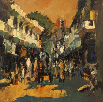 Lot 325 - Laxman Shenvi (Indian 1920-2012) A bustling...