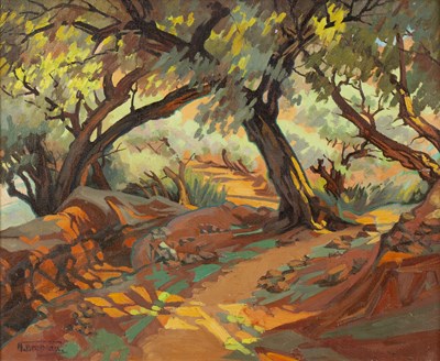 Lot 315 - Odette Bruneau (1891-1984) A sunlit wooded...