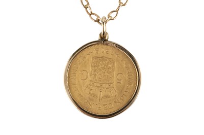 Lot 220 - A Netherlands Wilhemina 5 gulden coin pendant,...