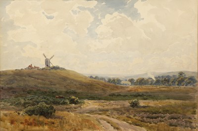 Lot 189 - Vivian Rolt (1874-1933) 'Windmill on a hill on...