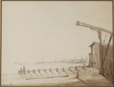 Lot 177 - Ambrose Poynter (1796-1886) A harbour with...
