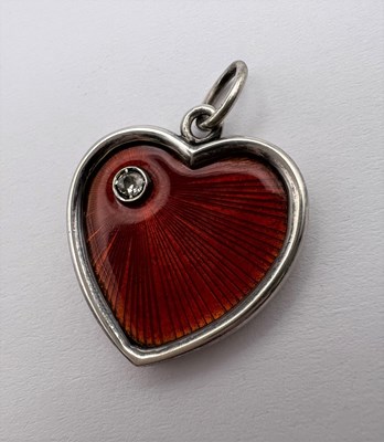 Lot 122 - A Russian enamel and diamond set heart pendant,...
