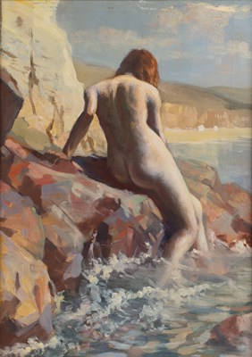Lot 238 - A.K. Maxwell (20th century) Nude on the rocks,...