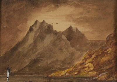 Lot 200 - A* K* A Scottish warrior on a rock, signed...