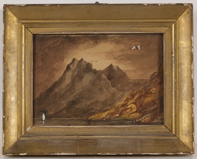 Lot 200 - A* K* A Scottish warrior on a rock, signed...