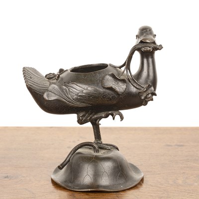 Lot 431 - Duck shaped bronze incense burner Chinese,...