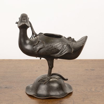 Lot 431 - Duck shaped bronze incense burner Chinese,...