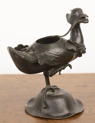 Lot 431 - Duck shaped bronze incense burner Chinese,...