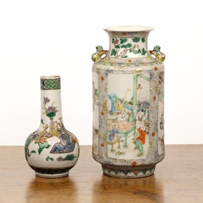 Lot 133 - Two famille verte enamelled porcelain vases...