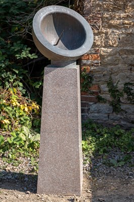 Lot 587 - A Scaphe style copper sundial on a granite plinth