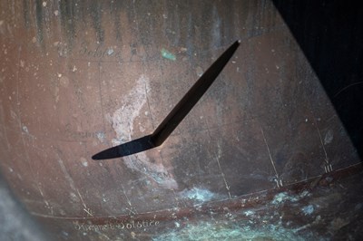 Lot 587 - A Scaphe style copper sundial on a granite plinth