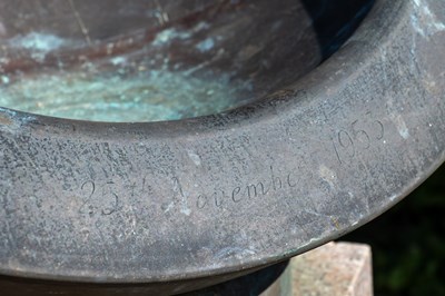 Lot 587 - A Scaphe style copper sundial on a granite plinth