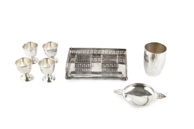 Lot 696 - A late Victorian silver inkstand, with pierced...