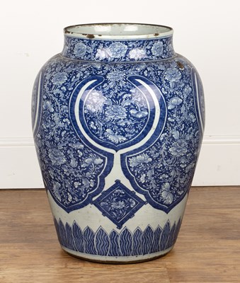 Lot 28 - Large blue and white porcelain temple jar...