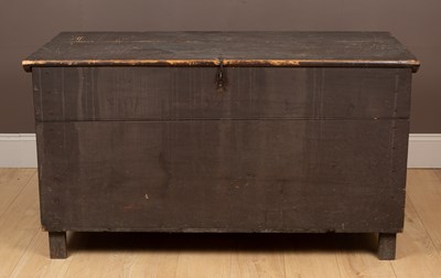 Lot 205 - A large black painted pine blanket box