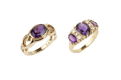 Lot 157 - An amethyst and diamond dress ring, the...