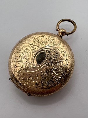 Lot 224 - An open face fob watch, the floral engraved...