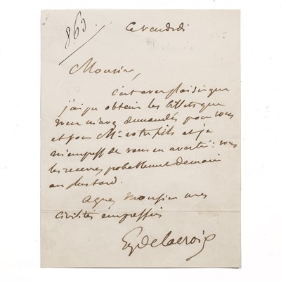 Lot 503 - Delacroix, Eugene A single page signed letter...