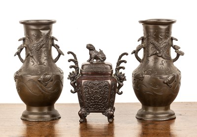 Lot 246 - Pair of bronze vases Chinese, late 19th...