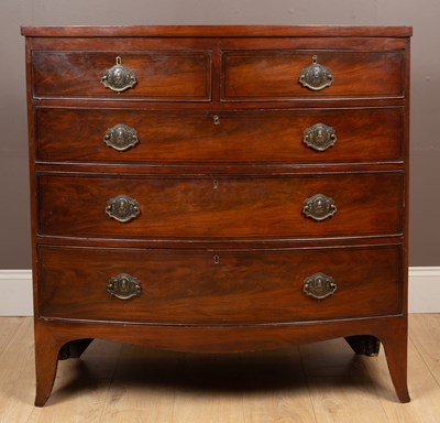 Lot 108 - A Regency mahogany bow fronted chest of two short over three long drawers