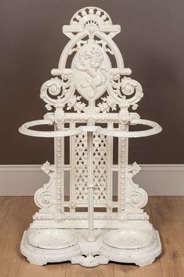 Lot 279 - A Scottish cast iron, white painted umbrella stand