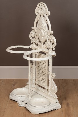 Lot 279 - A Scottish cast iron, white painted umbrella stand