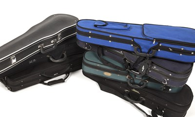 Lot 559 - A collection of six modern violins, various...