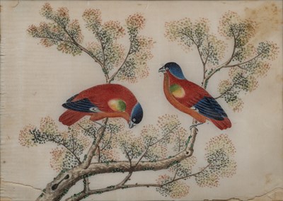 Lot 65 - A pair of Chinese rice paper pictures