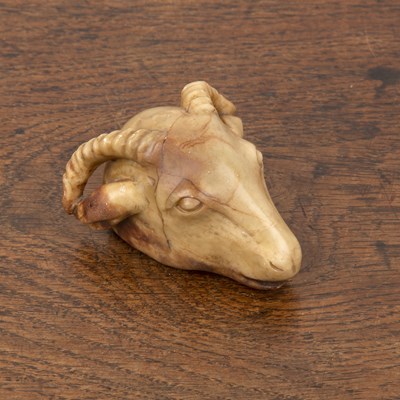 Lot 240 - Soapstone carved ram's head Chinese, late...