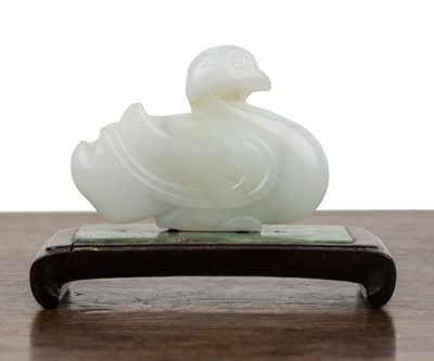 Lot 238 - White jade carved model duck Chinese, 19th...