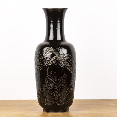 Lot 378 - Heavy incised brown glazed vase Chinese, 19th...