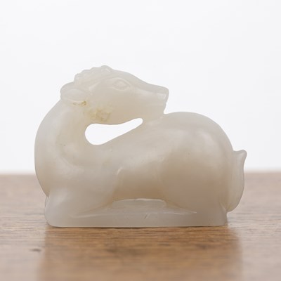 Lot 227 - White jade carved model deer Chinese, 20th...