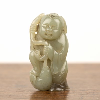 Lot 232 - Jade carved figure of a boy Chinese, 19th...