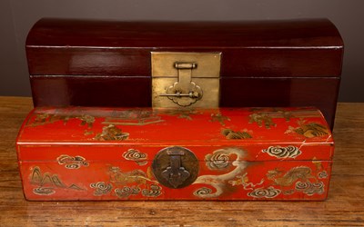 Lot 200 - Two Chinese dome topped pillow boxes