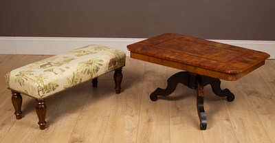 Lot 221 - A 19th century Italian walnut Sorrento tripod occasional table together with a rectangular footstool