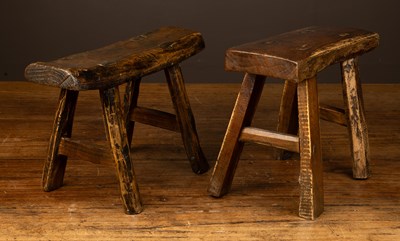 Lot 134 - Two small Chinese rustic stools