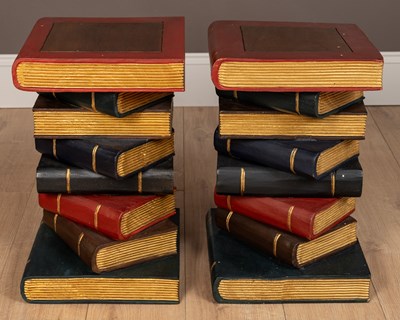 Lot 305 - A pair of hardwood occasional tables modelled as stacks of books