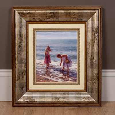 Lot 389 - Vicente Aguilar Villalonga (Spanish, b.1937), 'Playa Con Figuras, Mallorca'