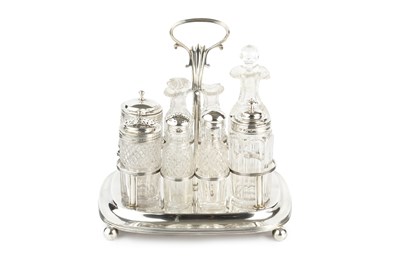 Lot 728 - A George IV silver condiment stand, the...