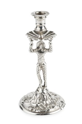 Lot 727 - A George II silver taper stick, the nozzle...