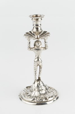 Lot 727 - A George II silver taper stick, the nozzle...