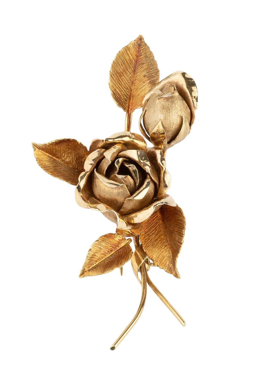 Lot 10 - An 18ct gold floral spray brooch, of...