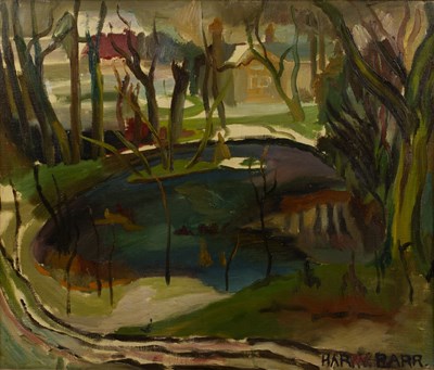 Lot 165 - Harry Barr (1896-1987) A wooded pool and...