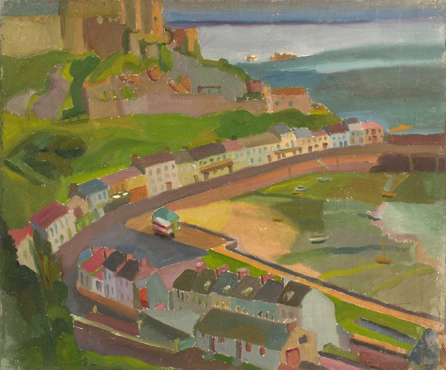 Lot 85 - Harry Barr (1896-1987) A coastal harbour town,...